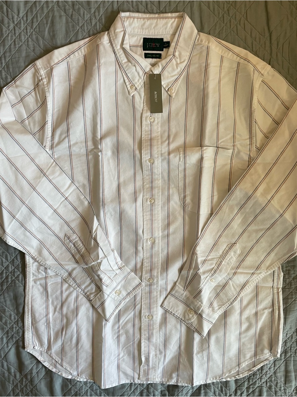 J. Crew 1983 oxford shirt in cotton Mark Blue Orange Stripe Size L $148 CQ953 - Picture 5 of 8